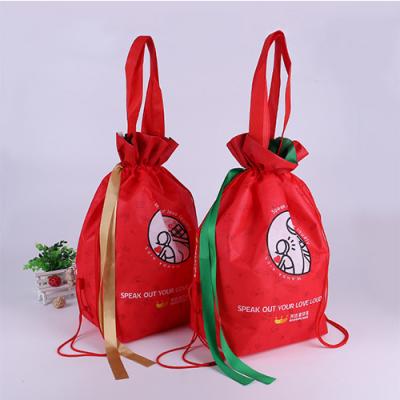 christmas gift storage bag nonwoven drawstring candy toy pouches Xmas package